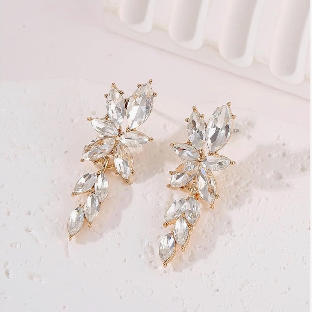 Gold Marquise Crystal Drop Earrings | Wedding & Party Glam ✨